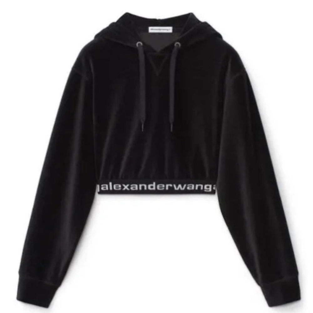 Alexander Wang - Black Velvet Cropped Black - Size: Fits like S/M